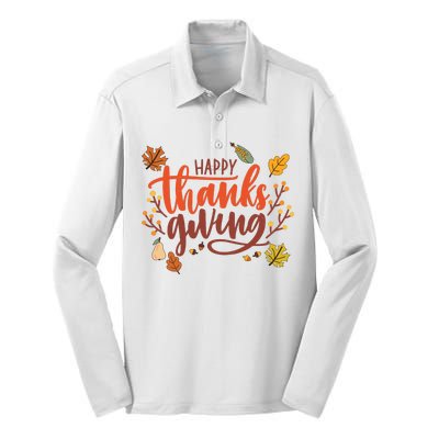 Happy Thanksgiving For Family Holiday Silk Touch Performance Long Sleeve Polo