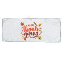 Happy Thanksgiving For Family Holiday Large Microfiber Waffle Golf Towel