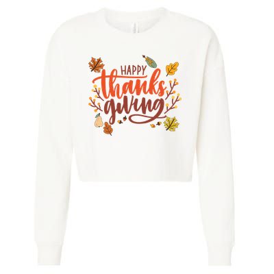 Happy Thanksgiving For Family Holiday Cropped Pullover Crew