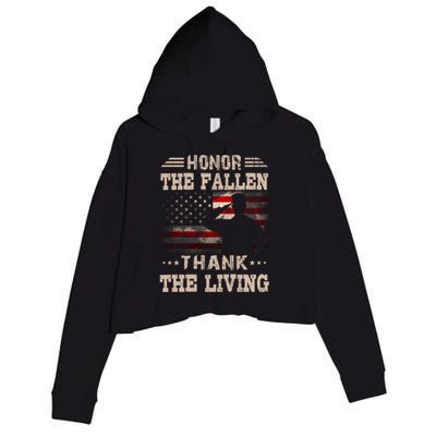 Honor The Fallen Thank The Living Memorial Day Gift Crop Fleece Hoodie