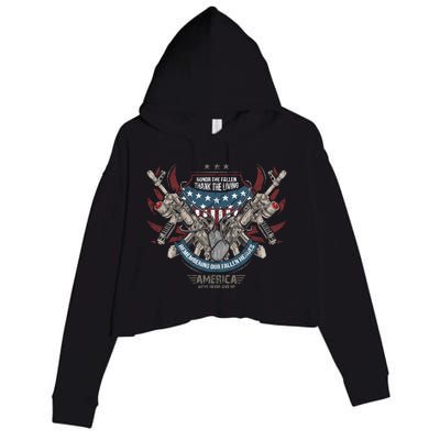 Honor The Fallen Heroes Thank The Living Military Veteran Gift Crop Fleece Hoodie