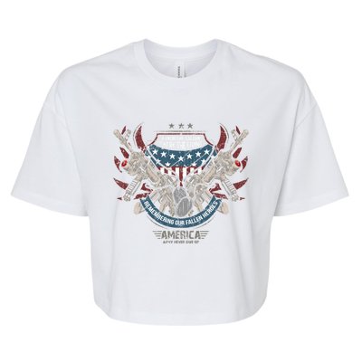 Honor The Fallen Heroes Thank The Living Military Veteran Gift Bella+Canvas Jersey Crop Tee