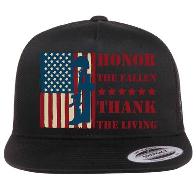 Honor The Fallen Thank The Living Patriotic Memorial Day Gift Flatbill Hat