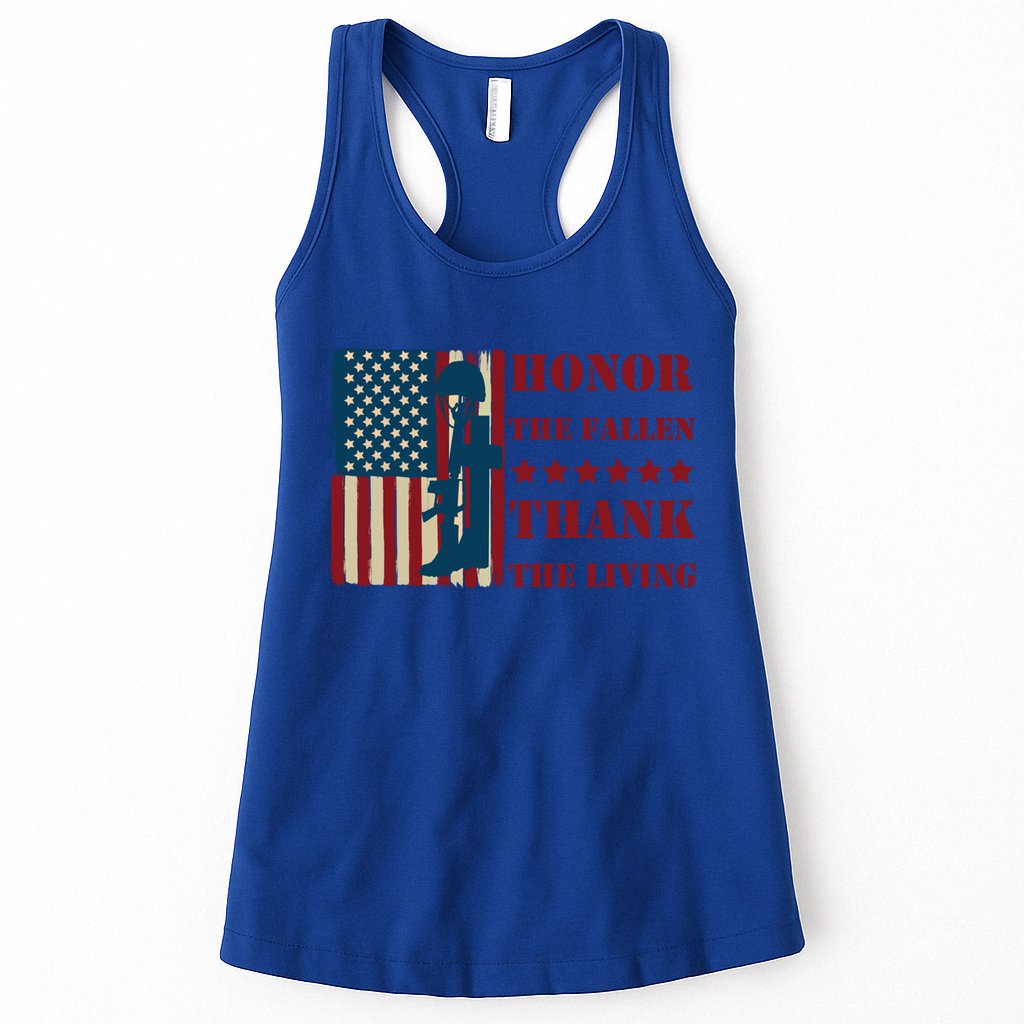 Honor The Fallen Thank The Living Patriotic Memorial Day Gift Womens Tank Top
