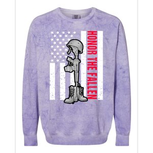 Honor The Fallen Memorial Day American Flag Great Gift Colorblast Crewneck Sweatshirt