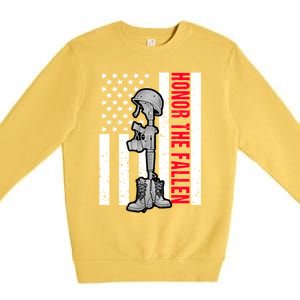 Honor The Fallen Memorial Day American Flag Great Gift Premium Crewneck Sweatshirt