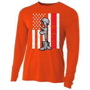 Honor The Fallen Memorial Day American Flag Great Gift Cooling Performance Long Sleeve Crew