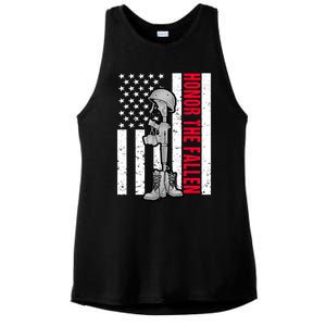 Honor The Fallen Memorial Day American Flag Great Gift Ladies PosiCharge Tri-Blend Wicking Tank