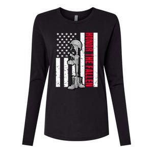 Honor The Fallen Memorial Day American Flag Great Gift Womens Cotton Relaxed Long Sleeve T-Shirt