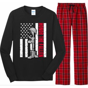 Honor The Fallen Memorial Day American Flag Great Gift Long Sleeve Pajama Set