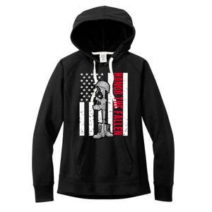 Honor The Fallen Memorial Day American Flag Great Gift Women's Fleece Hoodie