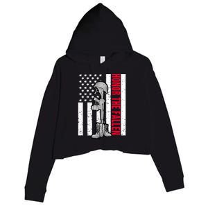 Honor The Fallen Memorial Day American Flag Great Gift Crop Fleece Hoodie