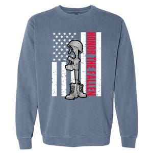 Honor The Fallen Memorial Day American Flag Great Gift Garment-Dyed Sweatshirt