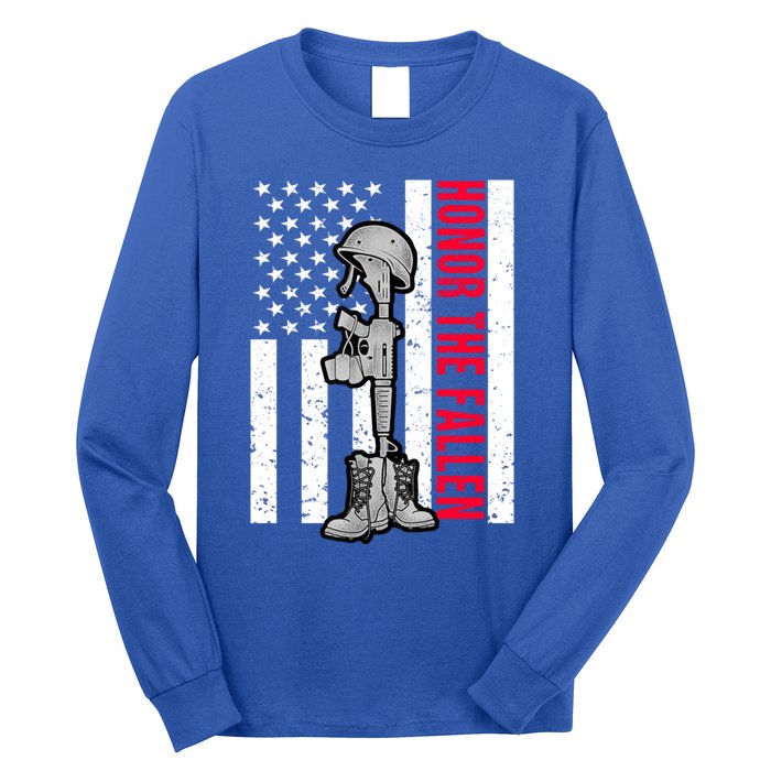 Honor The Fallen Memorial Day American Flag Great Gift Long Sleeve Shirt