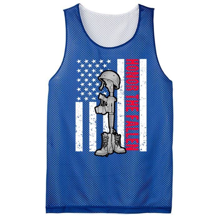 Honor The Fallen Memorial Day American Flag Great Gift Mesh Reversible Basketball Jersey Tank