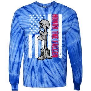 Honor The Fallen Memorial Day American Flag Great Gift Tie-Dye Long Sleeve Shirt