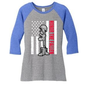 Honor The Fallen Memorial Day American Flag Great Gift Women's Tri-Blend 3/4-Sleeve Raglan Shirt