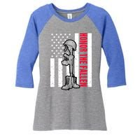 Honor The Fallen Memorial Day American Flag Great Gift Women's Tri-Blend 3/4-Sleeve Raglan Shirt