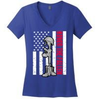 Honor The Fallen Memorial Day American Flag Great Gift Women's V-Neck T-Shirt