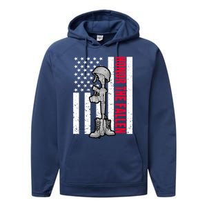 Honor The Fallen Memorial Day American Flag Great Gift Performance Fleece Hoodie