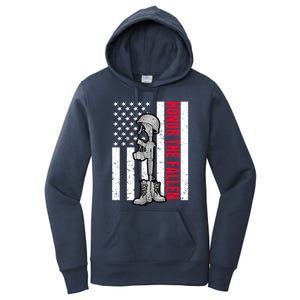 Honor The Fallen Memorial Day American Flag Great Gift Women's Pullover Hoodie