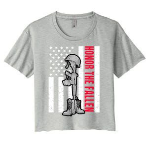 Honor The Fallen Memorial Day American Flag Great Gift Women's Crop Top Tee