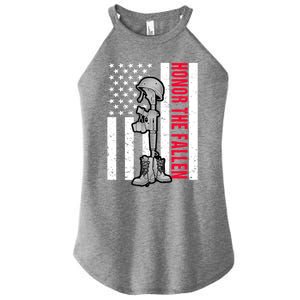 Honor The Fallen Memorial Day American Flag Great Gift Women's Perfect Tri Rocker Tank