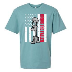 Honor The Fallen Memorial Day American Flag Great Gift Sueded Cloud Jersey T-Shirt