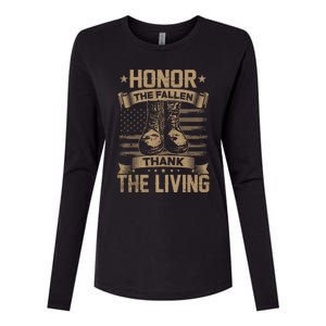 Honor The Fallen Thank The Living Memorial Day Veterans Day Great Gift Womens Cotton Relaxed Long Sleeve T-Shirt