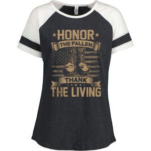 Honor The Fallen Thank The Living Memorial Day Veterans Day Great Gift Enza Ladies Jersey Colorblock Tee