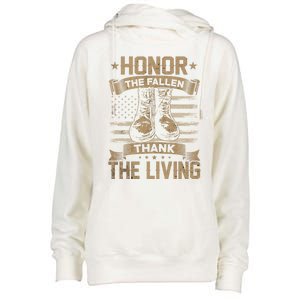 Honor The Fallen Thank The Living Memorial Day Veterans Day Great Gift Womens Funnel Neck Pullover Hood