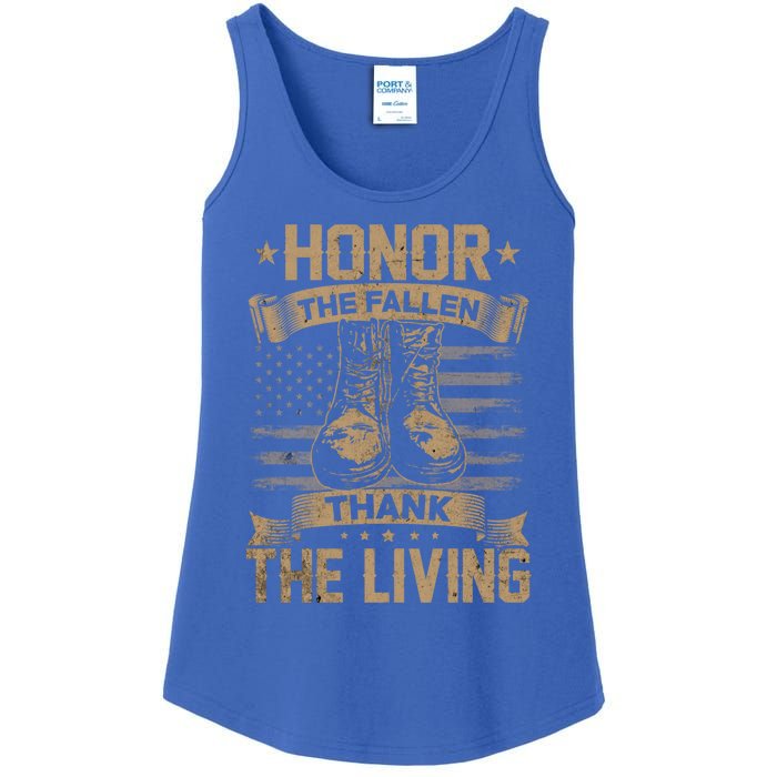 Honor The Fallen Thank The Living Memorial Day Veterans Day Great Gift Ladies Essential Tank