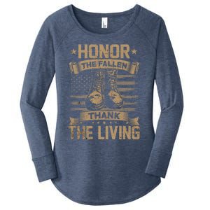 Honor The Fallen Thank The Living Memorial Day Veterans Day Great Gift Women's Perfect Tri Tunic Long Sleeve Shirt