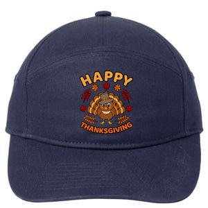 Happy Thanksgiving Funny Turkey Family Graphic Gift 7-Panel Snapback Hat