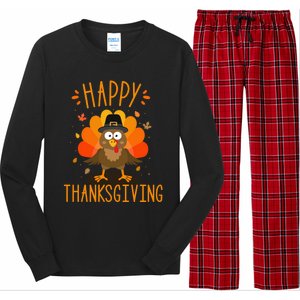 Happy Thanksgiving For Turkey Day Family Dinner Funny Gift Long Sleeve Pajama Set