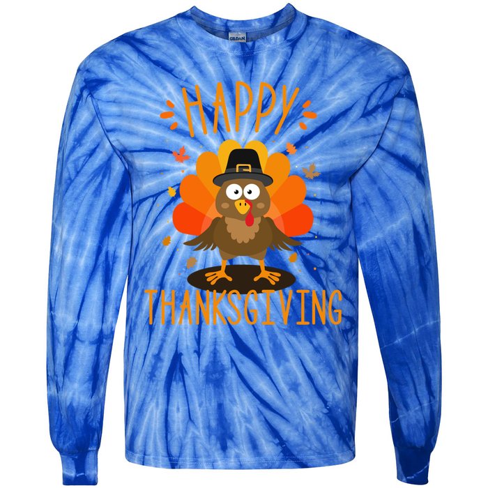 Happy Thanksgiving For Turkey Day Family Dinner Funny Gift Tie-Dye Long Sleeve Shirt