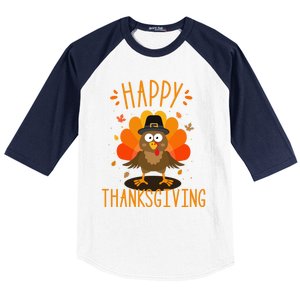 Happy Thanksgiving For Turkey Day Family Dinner Funny Gift Baseball Sleeve Shirt