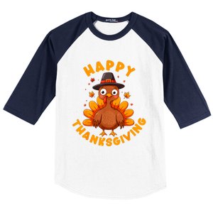 Happy Thanksgiving For Turkey Day Family Dinner Baseball Sleeve Shirt