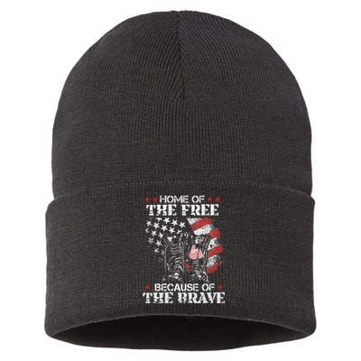 Honor the Fallen Veteran Themed Military Support Memorial Sustainable Knit Beanie