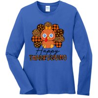 Happy Thanksgiving Funny Turkey Day Autumn Grateful Thankful Gift Ladies Long Sleeve Shirt