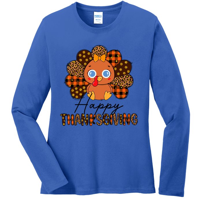 Happy Thanksgiving Funny Turkey Day Autumn Grateful Thankful Gift Ladies Long Sleeve Shirt