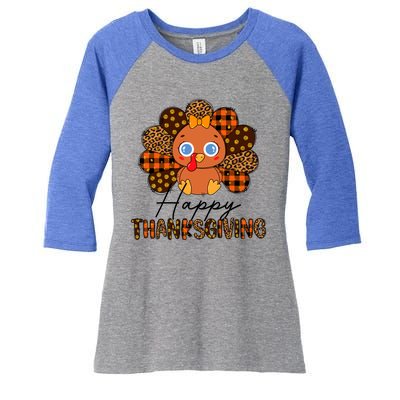 Happy Thanksgiving Funny Turkey Day Autumn Grateful Thankful Gift Women's Tri-Blend 3/4-Sleeve Raglan Shirt