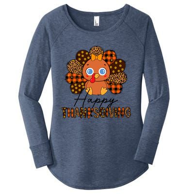 Happy Thanksgiving Funny Turkey Day Autumn Grateful Thankful Gift Women's Perfect Tri Tunic Long Sleeve Shirt