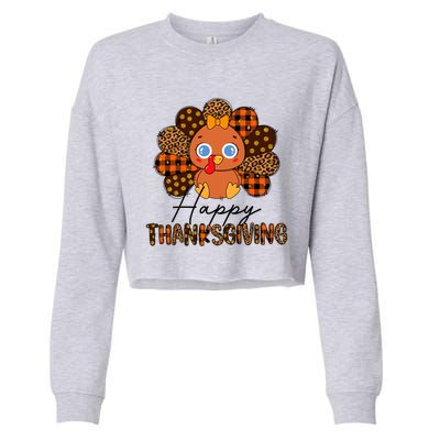 Happy Thanksgiving Funny Turkey Day Autumn Grateful Thankful Gift Cropped Pullover Crew