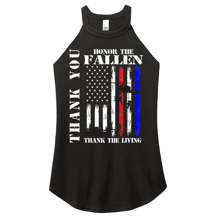 Honor The Fallen Thank The Living Memorial Veteran Thank You Women's Perfect Tri Rocker Tank