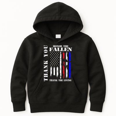 Honor The Fallen Thank The Living Memorial Veteran Thank You Kids Hoodie