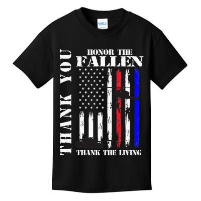 Honor The Fallen Thank The Living Memorial Veteran Thank You Kids T-Shirt