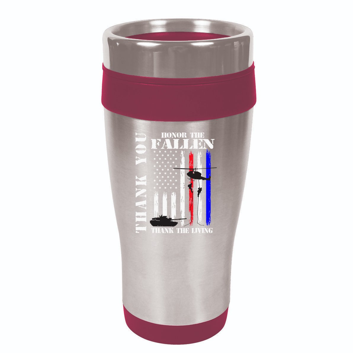Honor The Fallen Thank The Living Memorial Veteran Thank You 16oz Travel Tumbler
