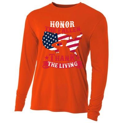 Honor The Fallen Thank The Living Proudly Support Our Troops Gift Cooling Performance Long Sleeve Crew