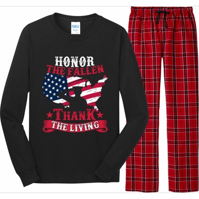 Honor The Fallen Thank The Living Proudly Support Our Troops Gift Long Sleeve Pajama Set